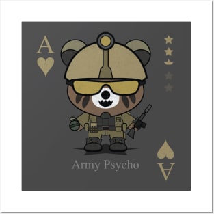 Army Psycho Evil bear holding gun cute scary cool Halloween card Nightmare Posters and Art